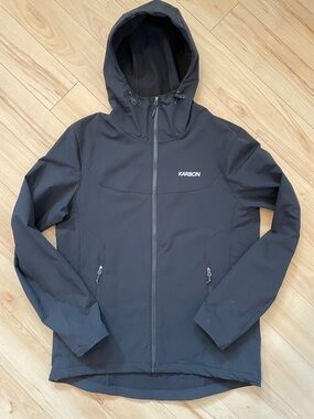 Karbon Men’s Sz L Black Hooded Softshell Performance Jacket